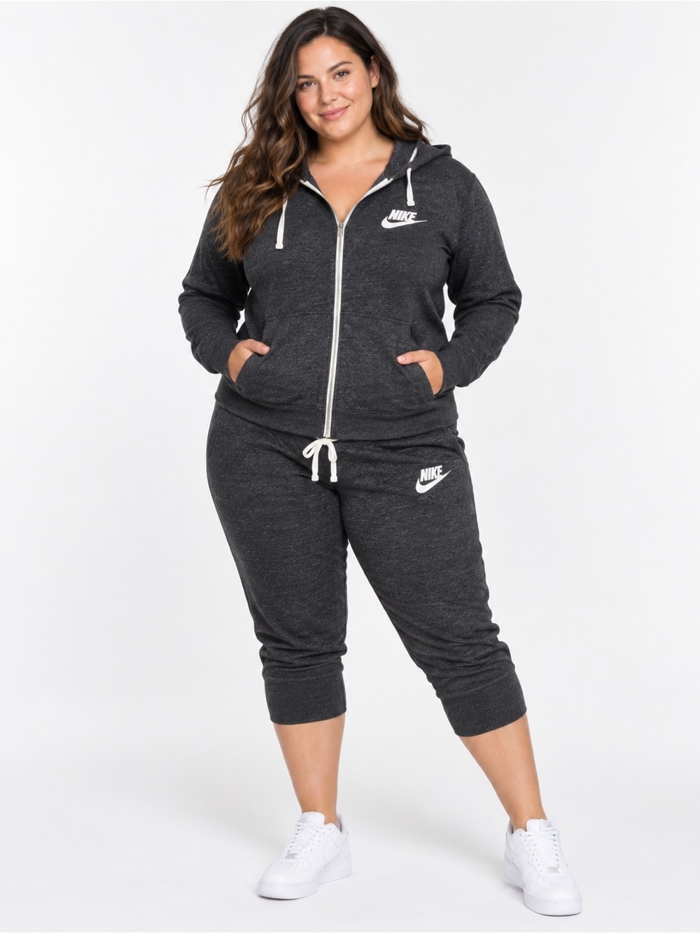 Nike Women's XL Charcoal Gray Jogger Pants with zip up hoodie set